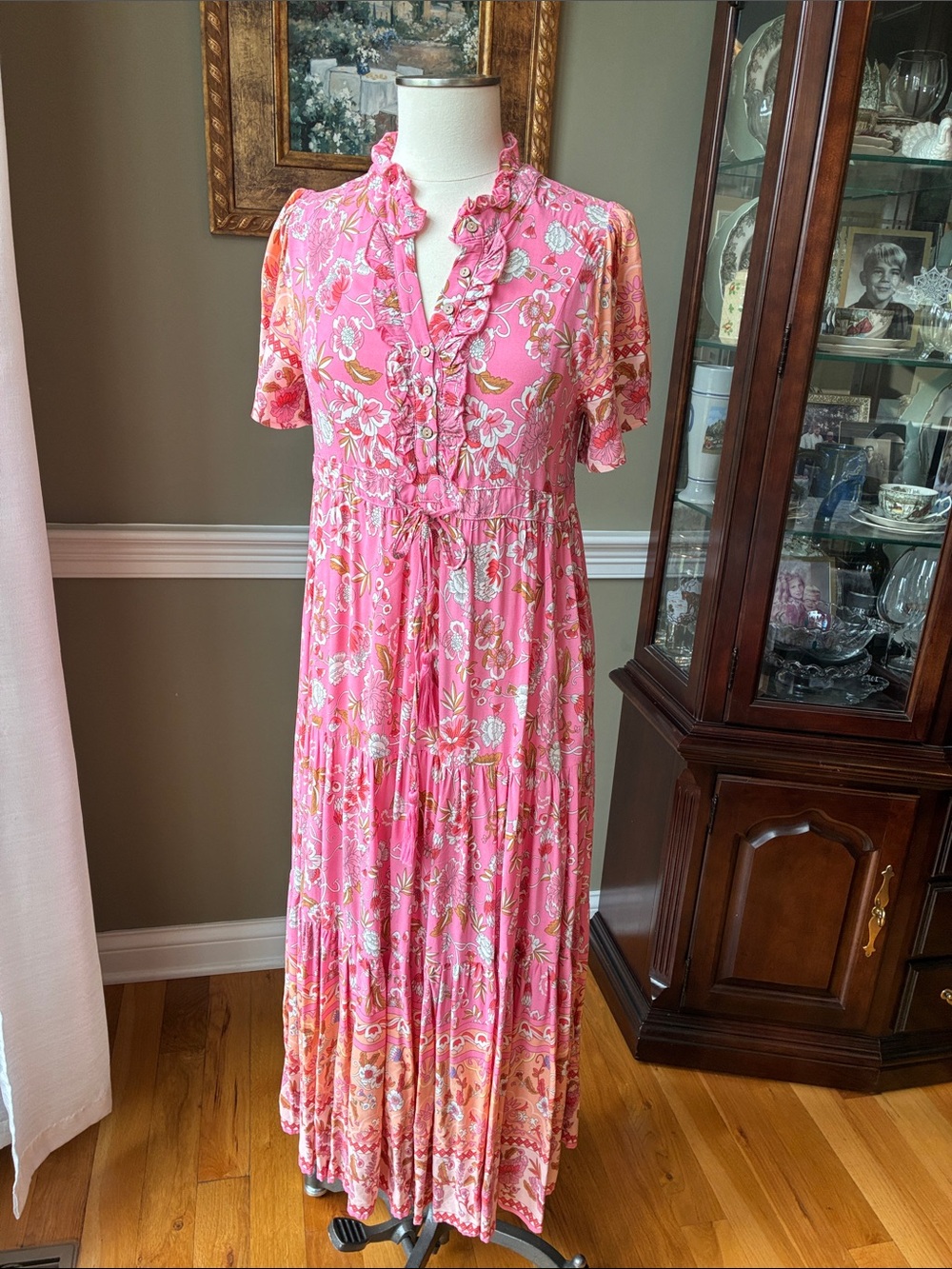 Easel Floral Ruffle Maxi Dress Size Small
